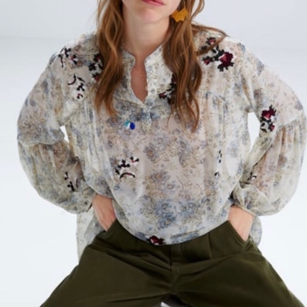 Zara flower print boho blouse